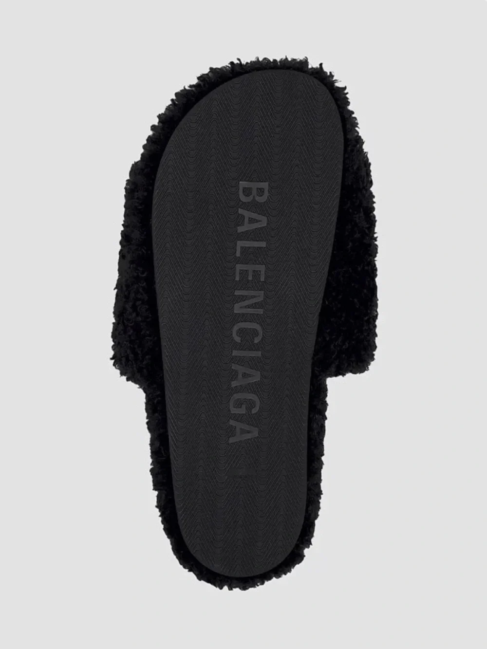 Balenciaga Black Fuzzy Slide Sandals